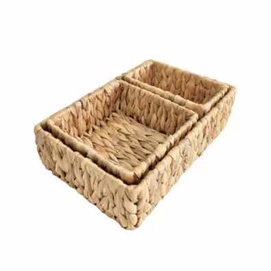 SET DE 3 PANIERS DE RANGEMENT ROTIN 35X22X10CM