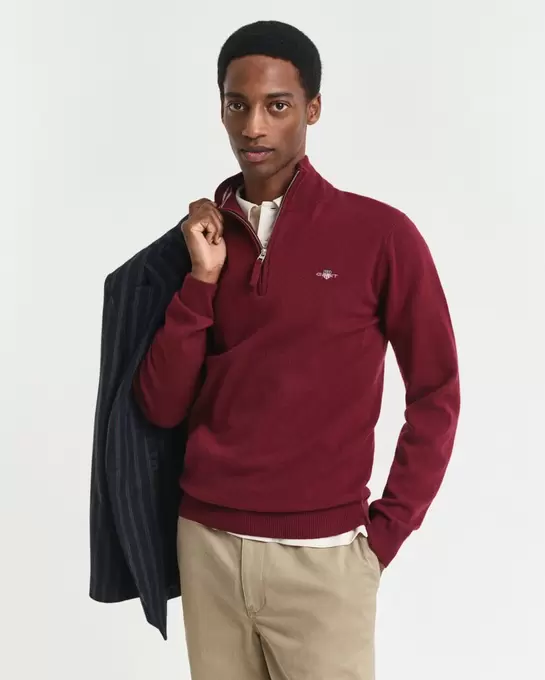 Pull à demi-zip en laine d'agneau ultra-fine