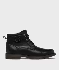 Boots mid-cut à semelle crantée, lacets et zip homme