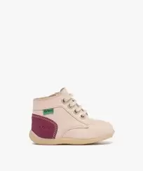 Chaussures premiers pas bottillons en cuir bébé fille - Kickers