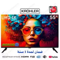 55 4K UHD Smart Android Tv Récepteur Intégré, TNT + HDMI + USB + Support gratuit