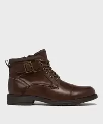 Boots mid-cut à semelle crantée, lacets et zip homme