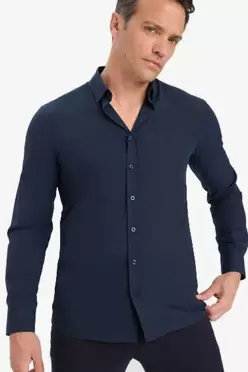 Chemise slim en popeline à manches longues