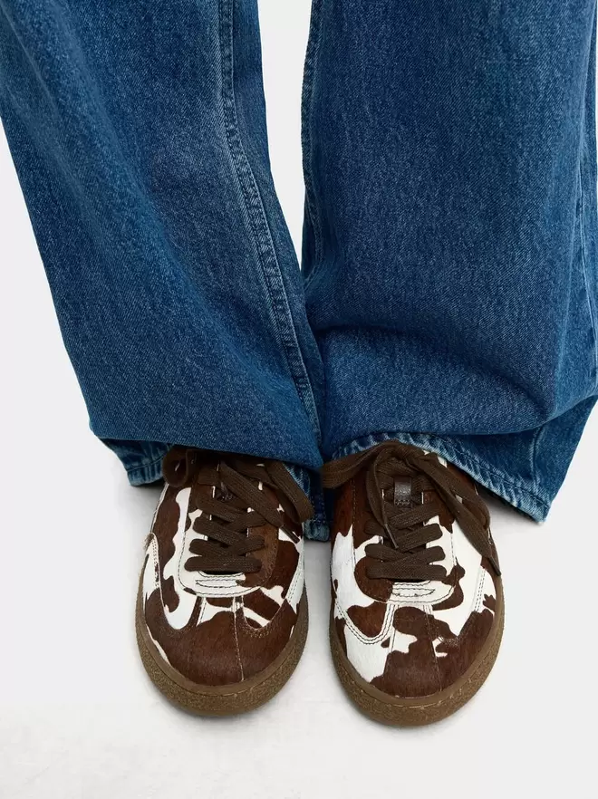 Animal print leather sneakers