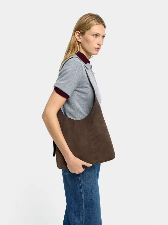 Suede leather shoulder bag