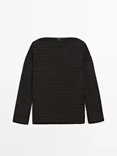 Pull à rayures en maille 100 % laine