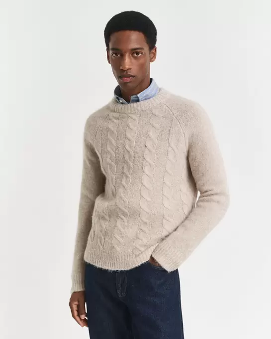 Pull col rond en maille torsadée