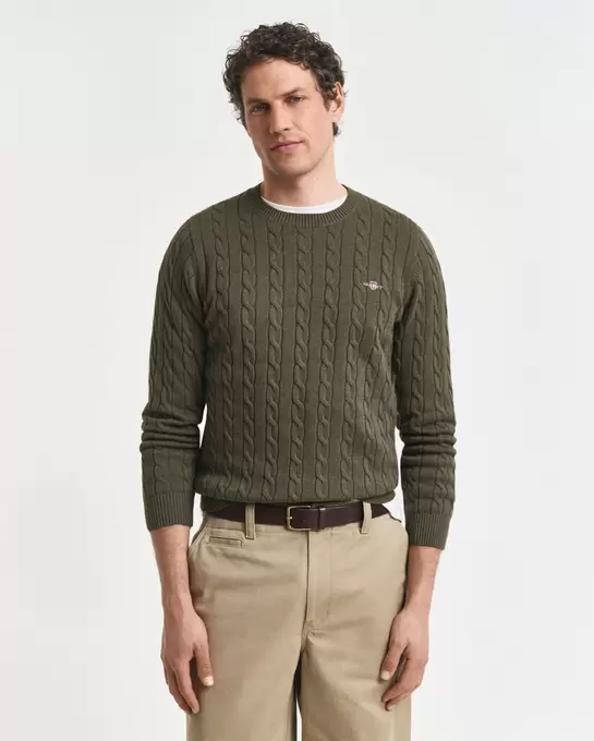 Pull col rond en maille de coton torsadée