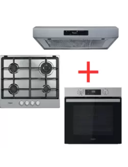 TRIO HOTTE WSLK65LSX+TABLE CUISSON TGML661IX+FOUR OMR55HR0X WHIRLPOOL