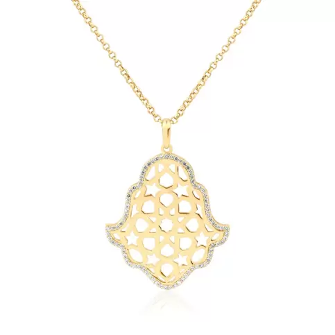 Pendentif khmissa Excellence Or jaune 750/1000 & Diamants