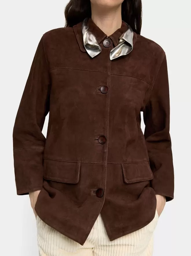 Leather jacket with pockets