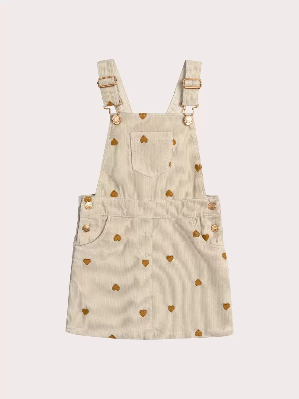 Robe salopette en velours milleraies imprimée cœur