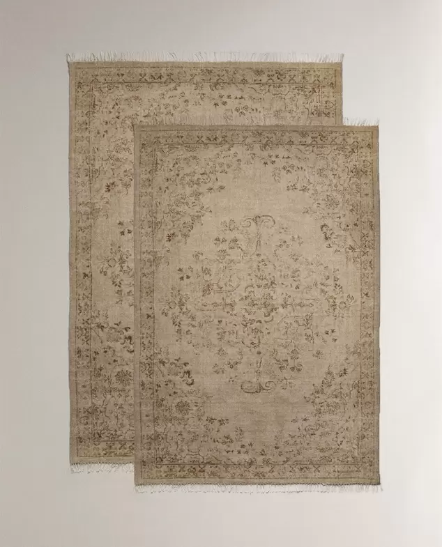TAPIS LAINE IMPRIMÉ FLORAL