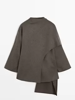 Manteau mi-long écharpe en laine mélangée