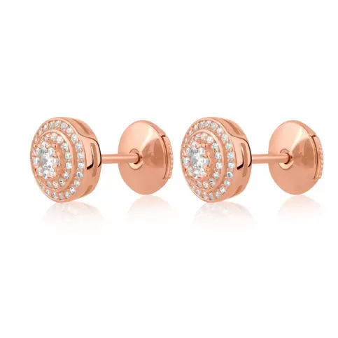 Puces d'oreilles marguerite en Argent 925 R.Gold serties de zirconiums