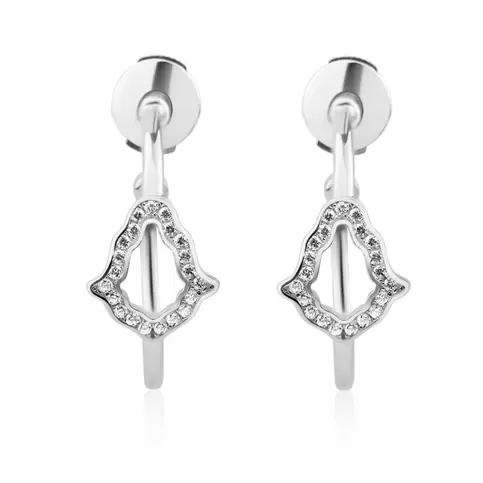 Créoles Khmissa Excellence en Argent 925 Rh sertie de zirconiums