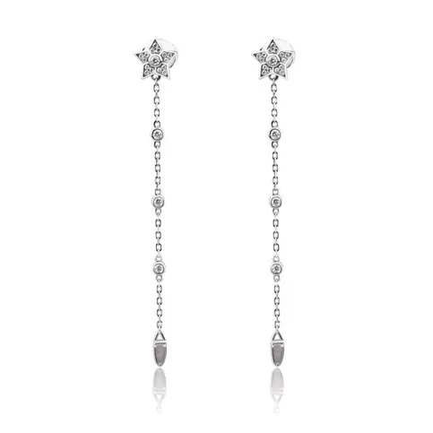 Boucles d’oreilles étoile Excellence en argent 925, ornées d’une chaînette
