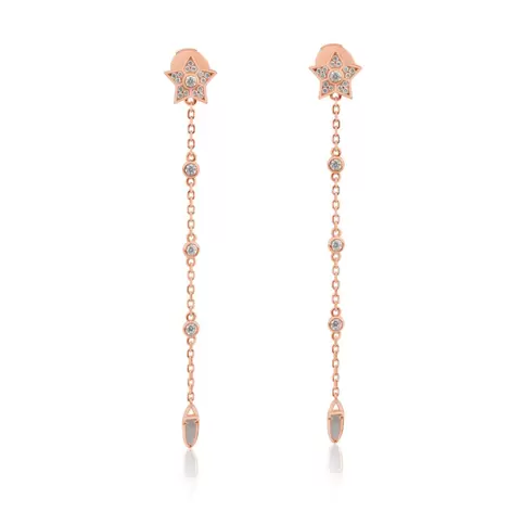 Boucles d'Oreilles étoile Excellence en Argent 925 R.Gold ornées d’une chaînette