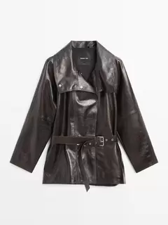 Veste ceinture en cuir nappa
