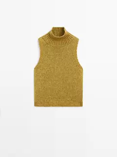 Veste sans manches en maille à col roulé