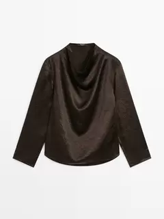 Blouse fluide à col drapé