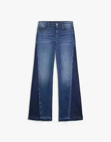 Jeans flare contrastant