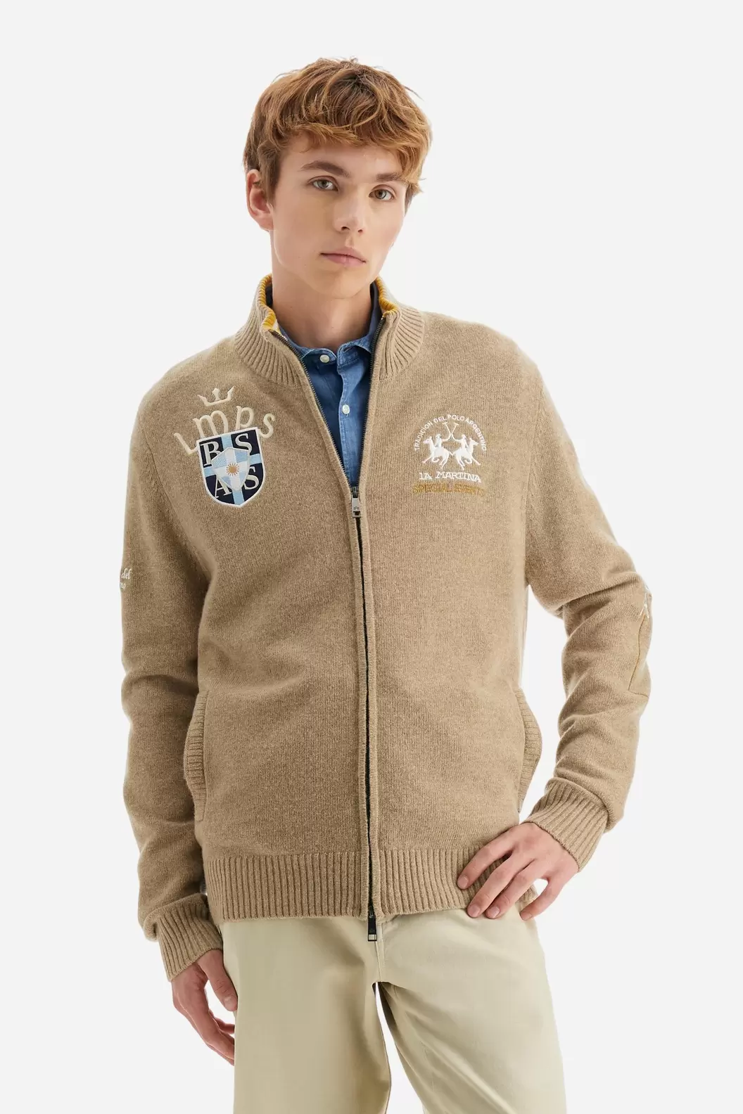 Herrenpullover mit Reißverschluss Lambswool Polo Player - Barclay