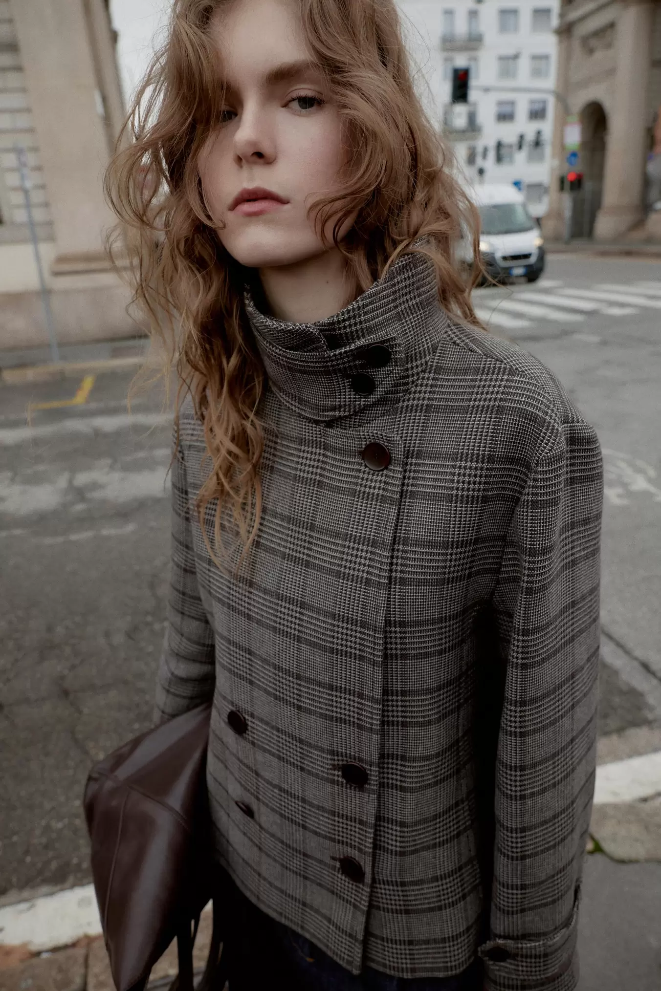 VESTE CROISÉE À CARREAUX