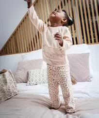 Pyjama 2 pièces en velours à motif léopard bébé fille