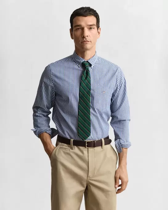 Chemise coupe regular en popeline à rayures classique