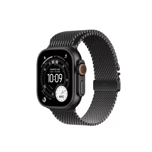 Apple Watch Ultra 3 & Cellular 49 mm – Black titanium Case & Black titanium Milanese Loop – Large