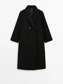 Manteau long en laine et alpaga