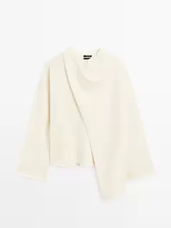 Pull en maille 100 % laine avec écharpe