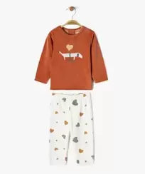 Pyjama en velours 2 pièces avec motif ourson bébé garçon