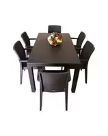 TABLE A MANGER ARIZONA 150 + 6 CHAISES MARRON