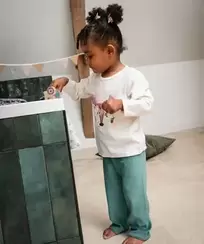 Pyjama 2 pièces en velours avec motif biche brodé bébé fille