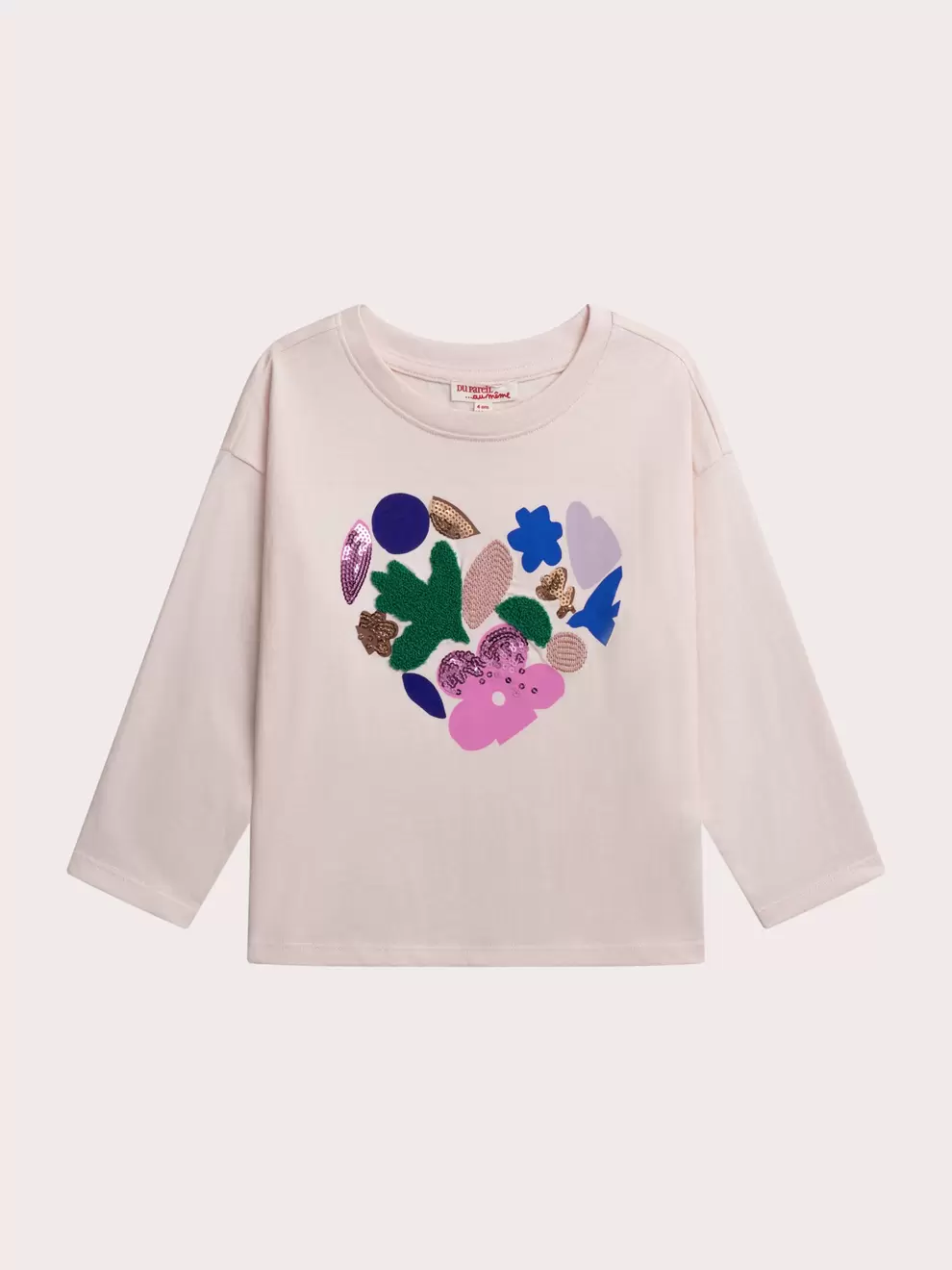 T-shirt beige animation floral fille