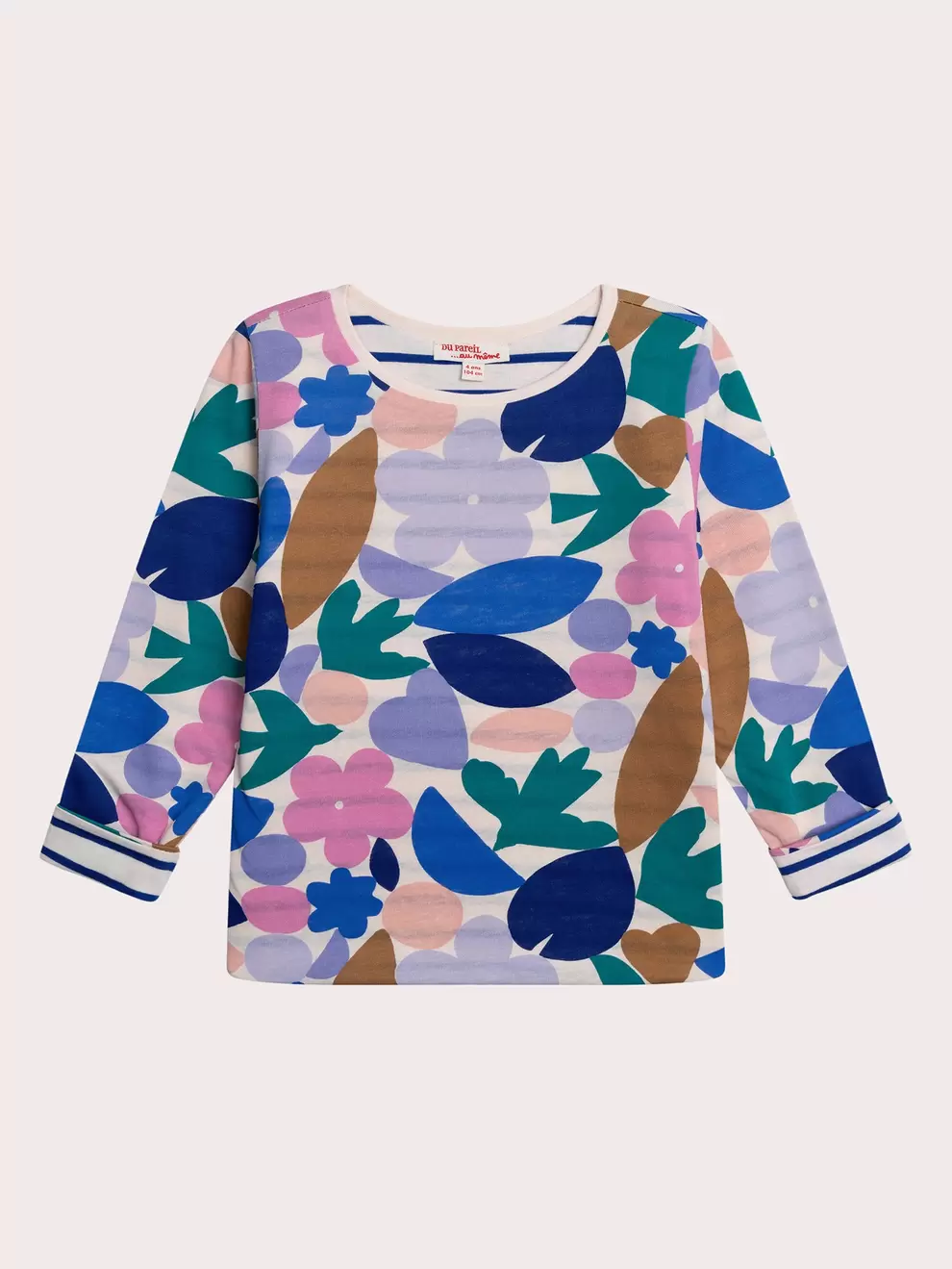 T-shirt beige imprimé floral fille