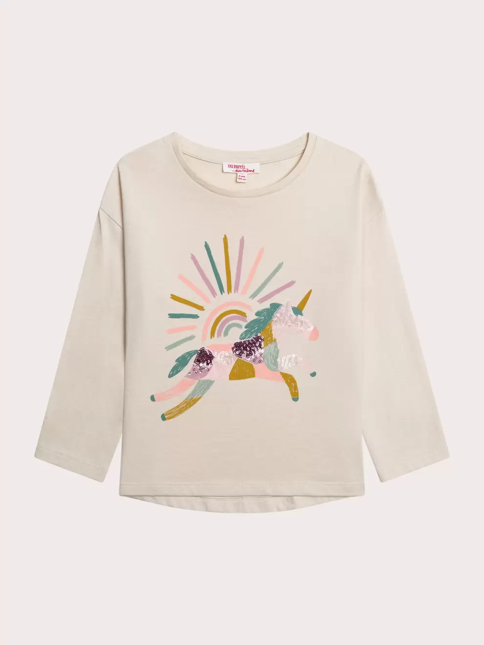 T-shirt écru animation licorne