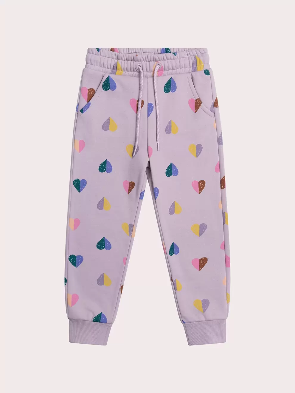 Bas de jogging violet imprimé cœurs