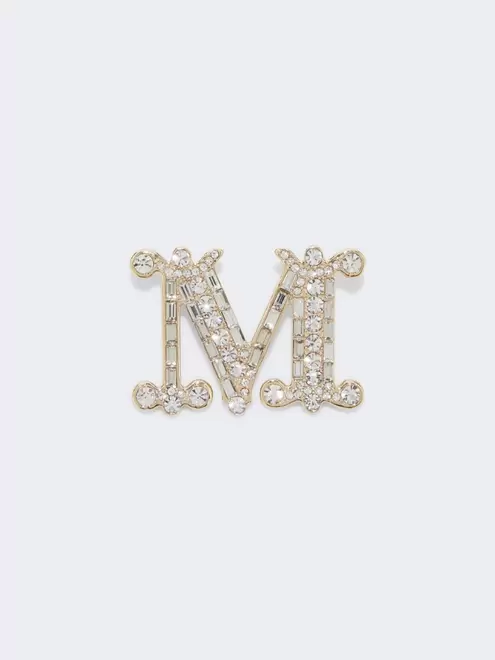 Crystal-adorned Monogram brooch