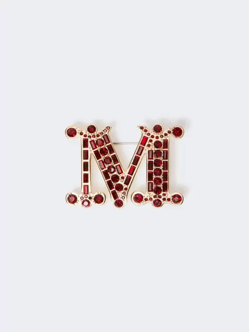 Crystal-adorned Monogram brooch