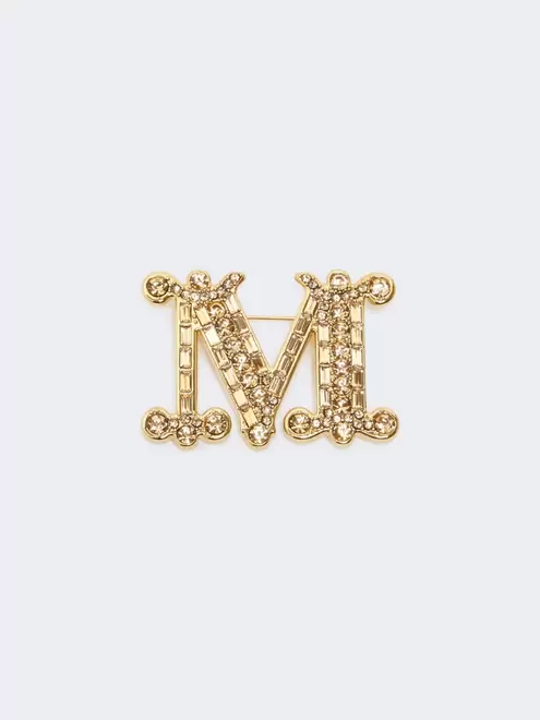 Crystal-adorned Monogram brooch