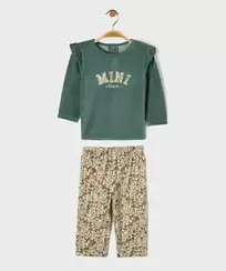 Pyjama en velours 2 pièces à motifs fleuris bébé fille