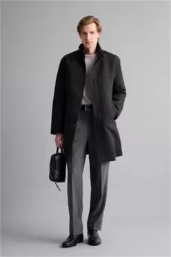 Manteau en laine à col montant et poches avec doublure