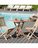 TABLE À MANGER EN TECK CARRÉE POUR PIQUE NIQUE