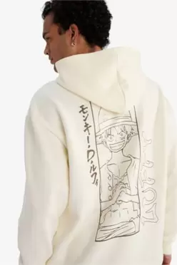 Sweat à capuche boxy imprimé au dos One Piece