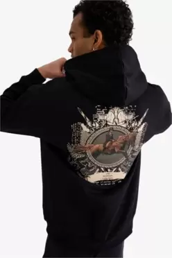 Sweat à capuche imprimé au dos Coupe boxy