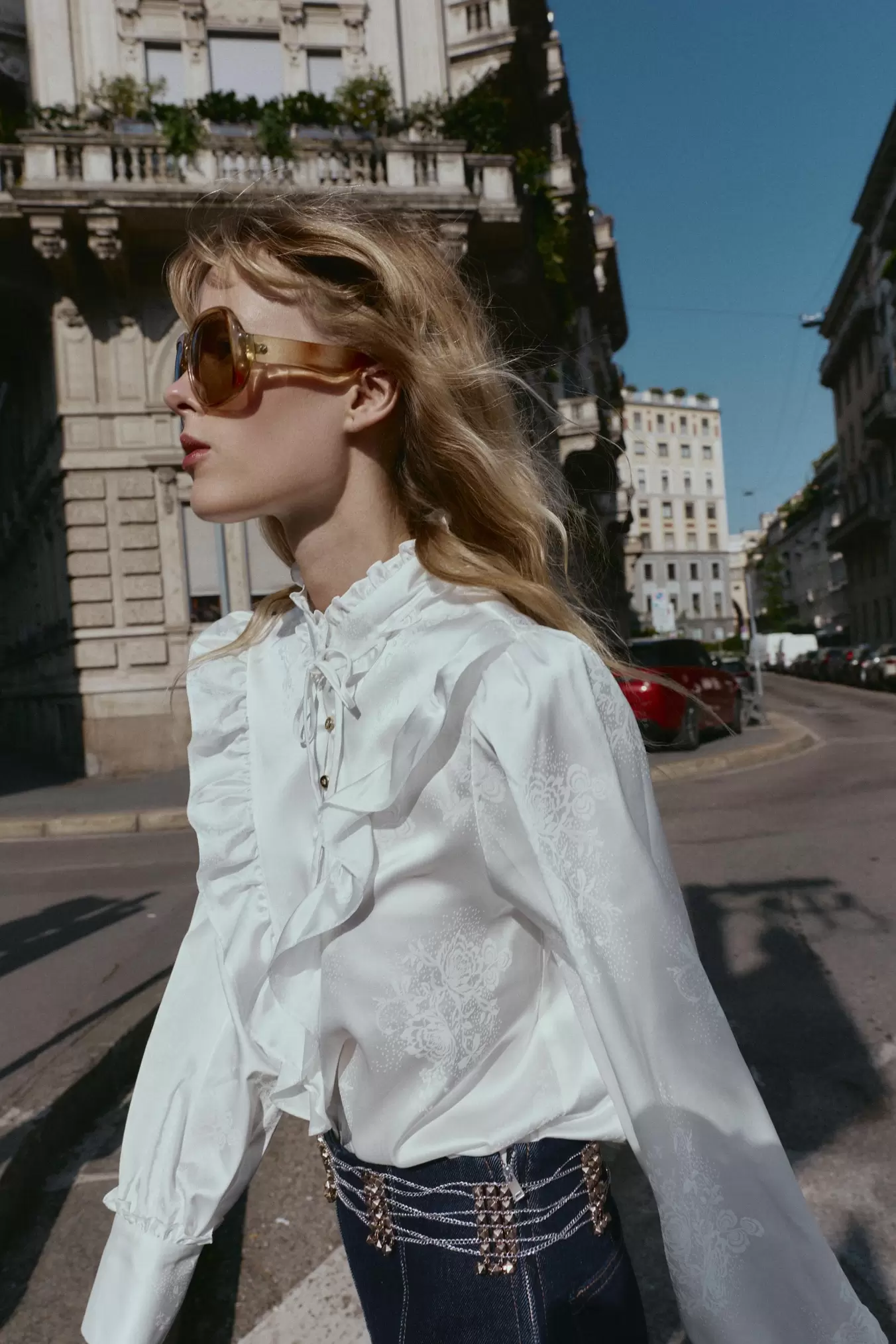 BLOUSE JACQUARD SATINÉE