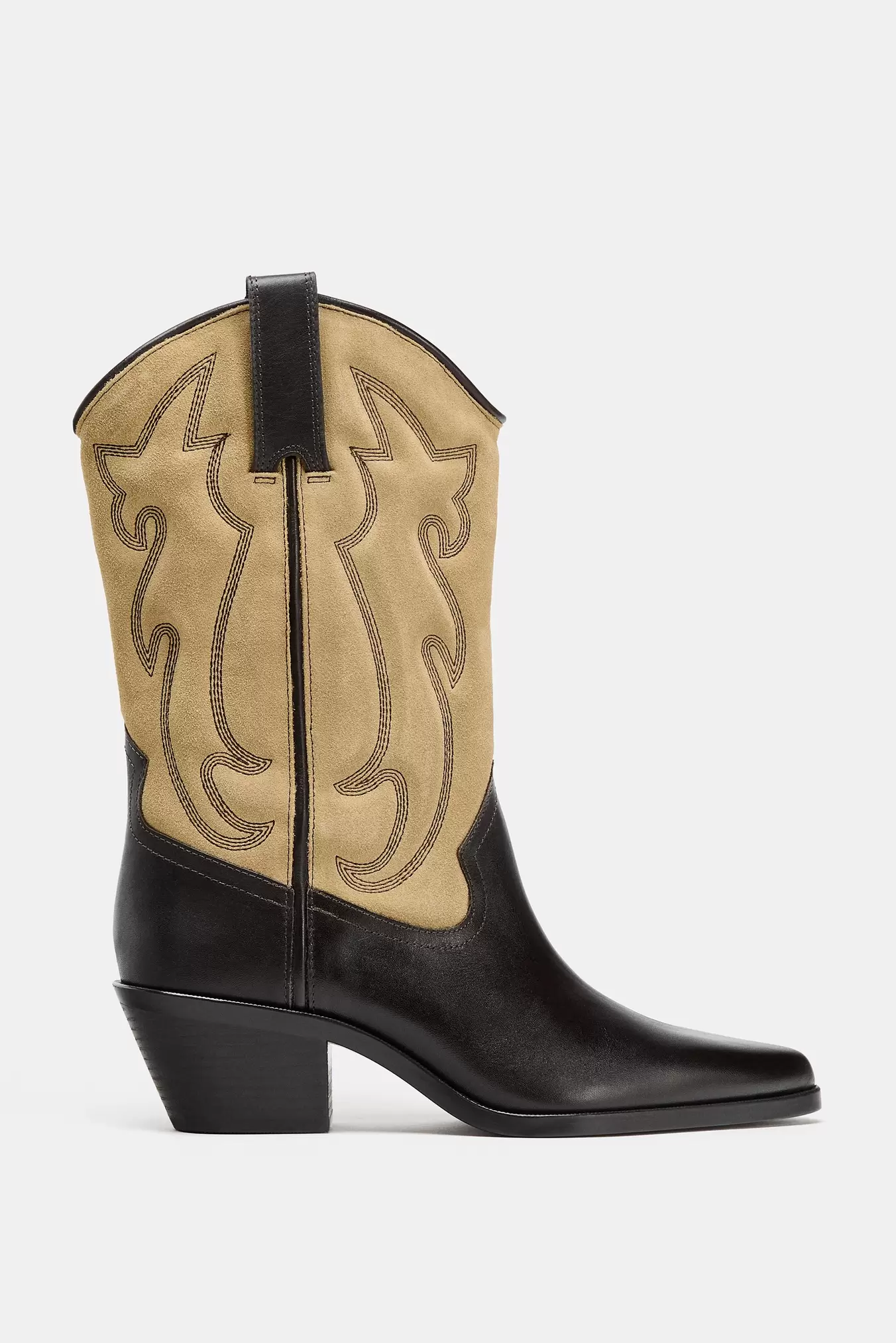 BOTTES COMBINÉES EN CUIR AVEC BRODERIES